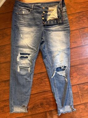 Distressed Blue Ripped Jeans